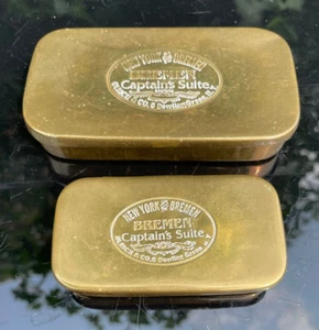 vintage Brass New York And Bremen Captain’s Suite 2 tins Tobacco & Pill Box tin - Picture 1 of 5