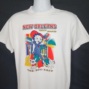 Betty Boop T-Shirt Mens M New Orleans French Quarter Big Easy White Graphic Tee - Picture 1 of 18