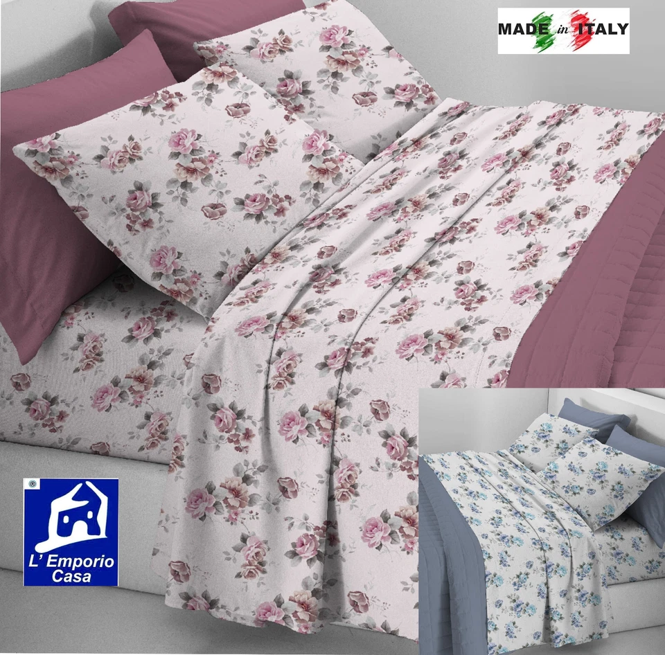 Set Lenzuola Flanella Pettinata Letto Matrimoniale 100% Caldo Cotone Made Italy - Immagine 1 di 1