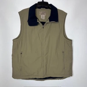 L.L. Bean Men’s Jacket Fleece Lined Nylon Windbreaker Vest Size L 0 WY07 Beige - Picture 1 of 6