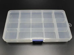 Custodia scatola di plastica trasparente 15 scomparti perline display contenitore di stoccaggio 175X100 mm - Foto 1 di 7