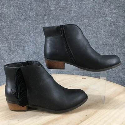 Dirty Laundry Boots Womens 8 Side Zip Fringe Bootie Black Faux Leather Heels - Image 1 of 4