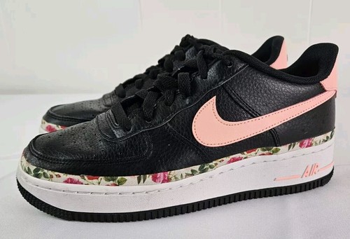 Scarpe Nike Air Force 1 vintage floreali (GS) taglia 6 anni stile BQ2501 001 nota! Graffi