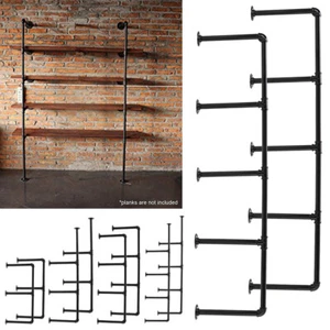 2x Industrial Floating Shelves Brackets, Pipe Shelf DIY Urban, Vintage Steampunk - Picture 1 of 31