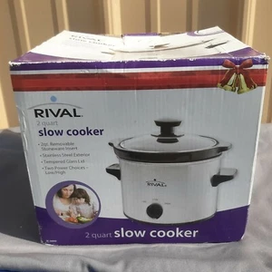 Rival 2 Quart Slow Cooker Removeable Insert Stainless Low/High Manual Box - Picture 1 of 4