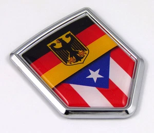 Germany Puerto Rico German Rican Flag Car Chrome Emblem Decal Sticker - Picture 1 of 2