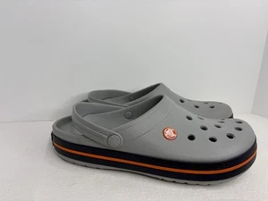 Crocs Crocband Clogs Herren 8 Damen 10 Unisex leicht grau marine orange Band Slipper - Bild 1 von 10