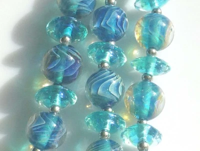 Cuentas de vidrio de murano hechas a mano FRISKEY, ¡¡Ola del océano!!! Foto 1 de 4
