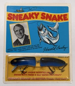 Vintage New Old Stock SNEAKY SNAKE Angelköder HAROLD ENSLEY unterstützt schwarz/blau - Bild 1 von 4
