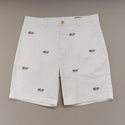 Pantalones Cortos Vineyard Vines Breaker Para Hombre 32 Bandera Americana Ballena Bordada Chino Foto 1 de 4