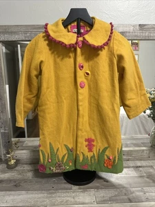 LOLA et moi Wollmischung Jacke. Gelb mit schönen angenähten Details - Bild 1 von 13