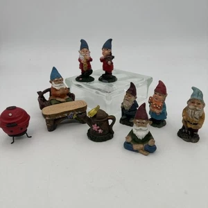 Raro Lote De 11 Gnomos De Jardín Miniatura De Colección ADORABLES DIFÍCILES DE ENCONTRAR♡ - Imagen 1 de 10