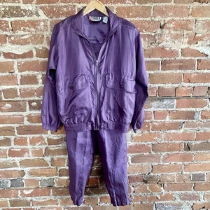 Vintage 80er Seide Trainingsanzug Damen Gr. PP EVR DIV ROUSSO Windbreaker Jacke Hose " - Bild 1 von 24
