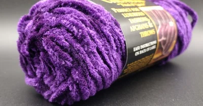 Lion Brand Yarn Chenille Dark Purple #146, 100 Yards Made In The USA - Image 1 of 4