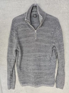 Hugo Boss Kratix Grey Chunky Knit 1/4 Zip Sweater Jumper Men's Size XL - Picture 1 of 14