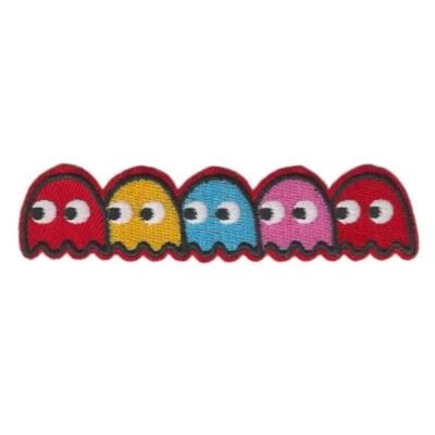 PAC MAN GHOSTS IRON ON PATCH 4" Classic Video Game Embroidered Applique NEW - Image 1 of 2