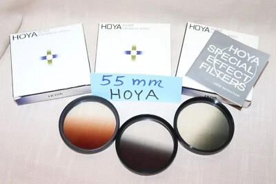 3Pc NEW Vtg HOYA 55mm GRADUAL COLOR Filters, Gray, Brown & Green Graduated Japan - Image 1 of 4
