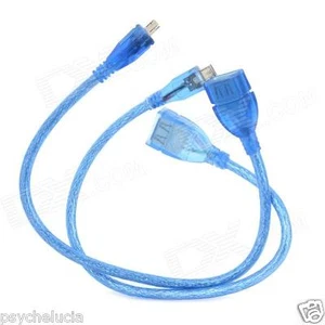2x Blue USB 2.0 Braid Shielded OTG Host Cable Micro to A Female for SAMSUNG Sony - Bild 1 von 1