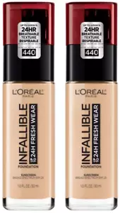 2 Pk L'OREAL Infallible 24hr Fresh Wear Foundation 440 Natural Rose - Picture 1 of 3
