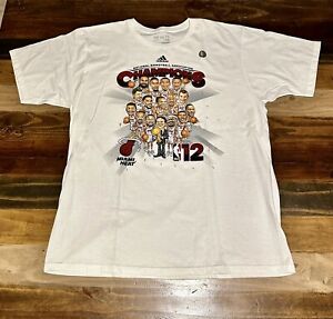 Adidas Miami Heat 2012 Championship Caricature Shirt Size XL Lebron DWade