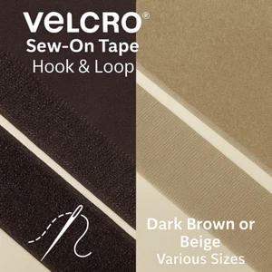 VELCRO® Klettband zum Aufnähen - dunkelbraune oder beige Stoffstreifen - Bild 1 von 10