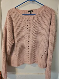 ART CLASS Dusty Pink Chunky Open Knit Cropped Sweater, girl's XL 14-16 - Picture 1 of 5