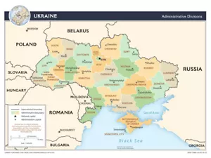 Ukraine Political Administrative Province Map Country Nation Poster Print - Picture 1 of 1