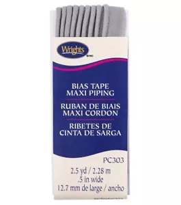 MITTELGRAU Schrägband Maxi Paspel Neu in Verpackung Wright's - 2,5 Yds - 0,5" breit #303 117 - Bild 1 von 1