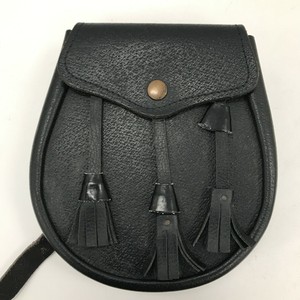 Sporran Bag Small Scottish Tradition Kilt Tassel Genuine Leather Black 041100