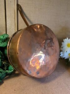 7.25" Antique French Copper Saucepan Iron Handle tin lined 19th century ⭐