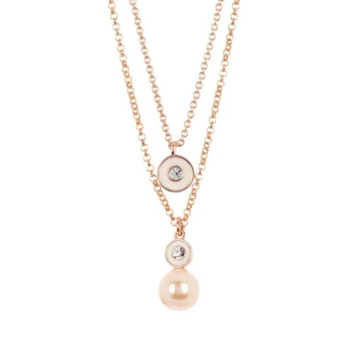 Ciondolo Kate Spade delizia perlata doppia catena collana oro