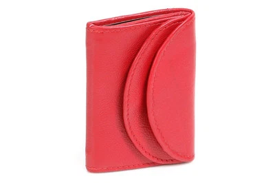 Minibörse LEAS in Echt-Leder, Miniportemonnaie Geldbeutel Geldbörse cherry