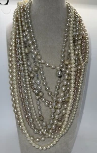 Vintage Faux Pearl Necklace 30” And Longer Long Lot Of 6 Classic Quality Mix - Picture 1 of 21
