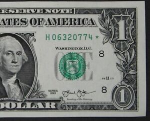 2013 $1 (ONE DOLLAR) – STAR NOTE – CURRENCY, BILL – “H”