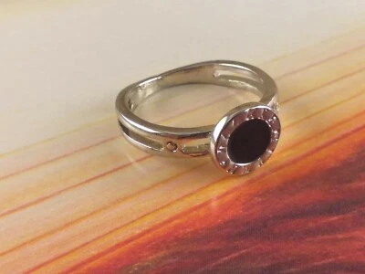 Anello Donna in Metallo Col. Argento Fascia con Pietra Nera Tg.17 Bigiotteria - Immagine 1 di 2