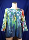 Claire Desjardins Tunic Top Blouse Shirt Art To Wear Watercolor 3/4 Sleeve Small