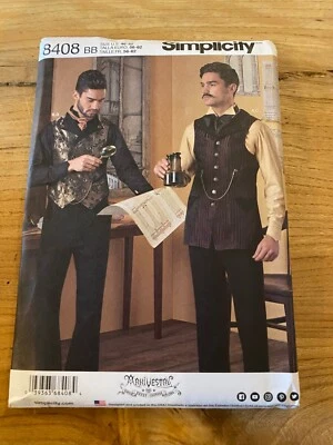 SIMPLICITY Mens SHIRTS & VESTS Victorian Costume Sewing Pattern US  46 - 52 8408 - Image 1 of 2