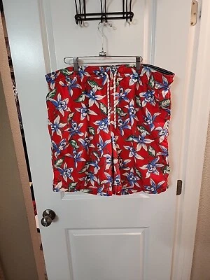 Lands End Mens Swim Trunks Size XL Shorts Red Floral Tropical Shorts - Image 1 of 4