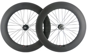 Track Bike Carbon Wheels 88mm Depth Fixed Gear 23mm Clincher Bicycle Wheelset - Picture 1 of 11