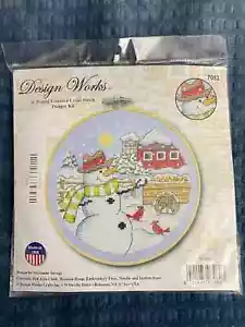 Kit de imágenes de punto de cruz contado redondo Design Works de 6" "Invierno" *NUEVO* BD1 - Imagen 1 de 3