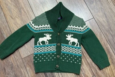 Suéter de Navidad vintage tejido Cherokee alce abotonado talla 4T para niños pequeños Foto 1 de 4