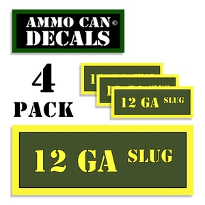 12 GA SLUG Ammo Can 4x Labels  Ammunition Case 3"x1.15" stickers decal 4 pack AG - Picture 1 of 2