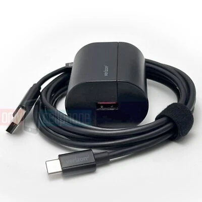 Carregador rápido Verizon e cabo de dados USB-C para Motorola Z Droid Force Play Z2 Z3 Z4 - Imagem 1 de 4