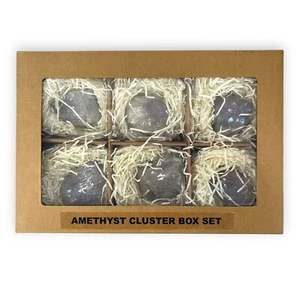 Amethyst Cluster Box of six (6) Pcs (Average Size 2"+ ea) Crystal Energy- Reiki - Picture 1 of 12