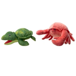 Children's Role Play Crab and Turtle Hand Puppets Set of 2 Sea Animal Plush Toys - Picture 1 of 10