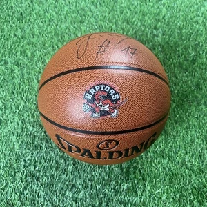 Jonas Valanciunas Toronto Raptors Signed Autograph Spalding Team Logo Basketball - Picture 1 of 5