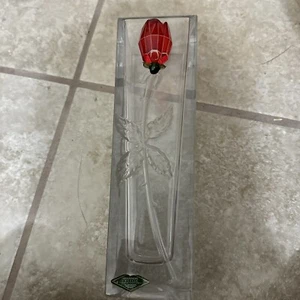 shannon crystal vase With Rose On It - Picture 1 of 6