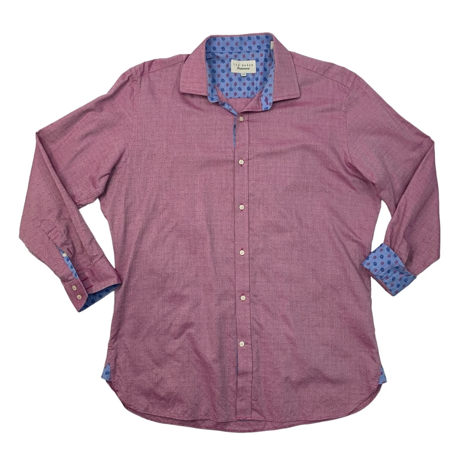 Camisa de vestir Ted Baker para hombre 16,5 rosa cerise resistencia manga larga puño abatible Foto 1 de 4