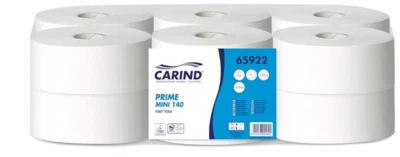 CARTA IGIENICA MINI JUMBO CARIND PRIME MINI 140 2 veli, goffrata pura cellulosa - Immagine 1 di 2