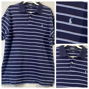 Polo Ralph Lauren Poloshirt Herren XL Blau Gestreift Kurzarm Pony Logo - Bild 1 von 6